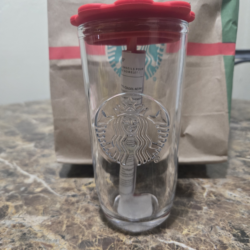 Starbucks Clear Tumbler with Red Lid